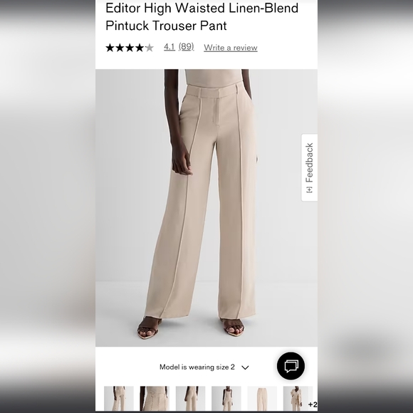 Express Pants - NWT Express High Waisted Editor Linen Blend Trouser Pant, Size 0